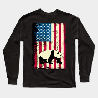 Panda Bear American Flag USA Patriotic 4th Of July Gifts Long Sleeve T-Shirt